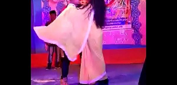  Puja in seducing sexy dance in village stage performance.
